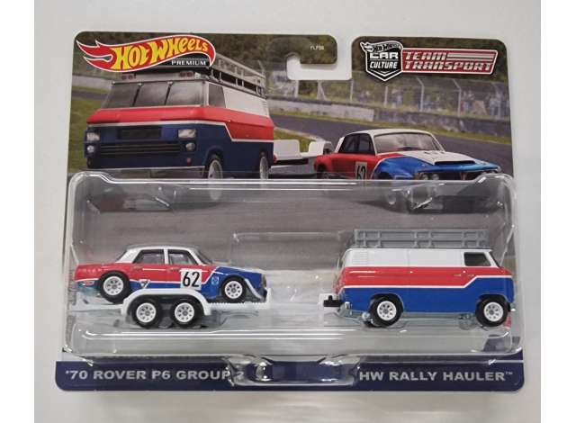 Hot Wheels Team Transport - #55 Rally van & Trailer with a 1970 Rover P6 Group 2