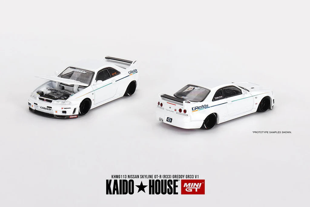 KAIDO HOUSE X MINI GT 113 - NISSAN SKYLINE GT-R (R33) GREDDY GR33 V1 1995