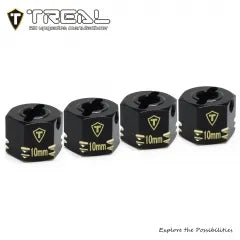 TREAL Brass 12mm Wheel Hex Adapters Extended (4pcs) for 1/10 RC Crawler Axial (Height:10mm)