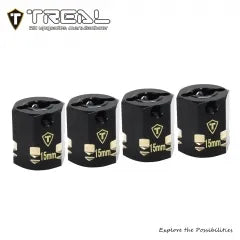 TREAL Brass 12mm Wheel Hex Adapters Extended (4pcs) for 1/10 RC Crawler Axial (Height:15mm)