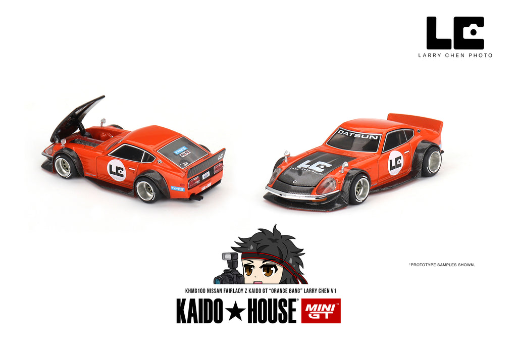 KAIDO HOUSE X MINI GT 100 - Nissan Fairlady Z Kaido GT 'ORANGE BANG' Larry Chen V1