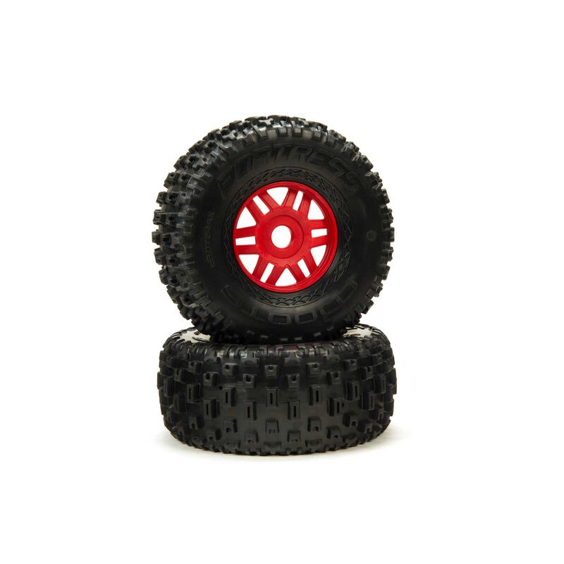 ARRMA ARA550065 - DBOOTS 'Fortress' Tire Set Glued (Red) (2pcs)