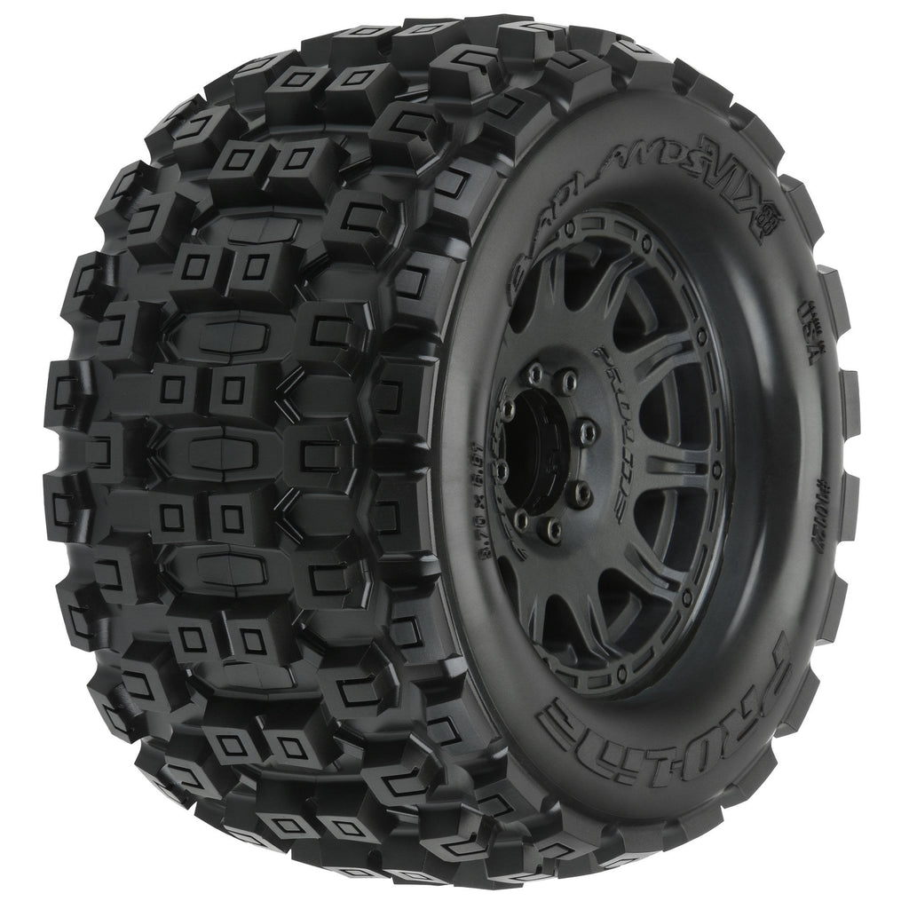 Proline PL10127-10 - 1/8 Badlands MX38 F/R 3.8" MT Tires Mounted 17mm Blk Raid