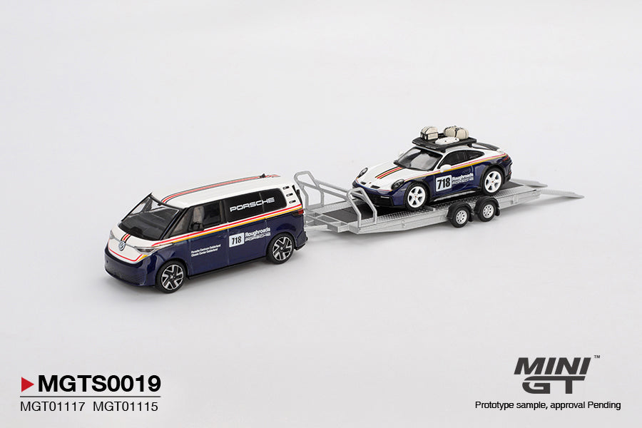 Mini GT S0019 - Porsche 911  Dakar #718 / Volkswagen ID. Buzz Porsche Centrum Gelderland Roughroads Set