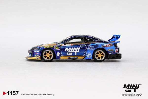 MINI GT 1157 - NISSAN SILVIA S15 LBSUPER SILHOUETTE #555 TEAM MINI GT LIBERTY WALK FORMULA DRIFT 2025
