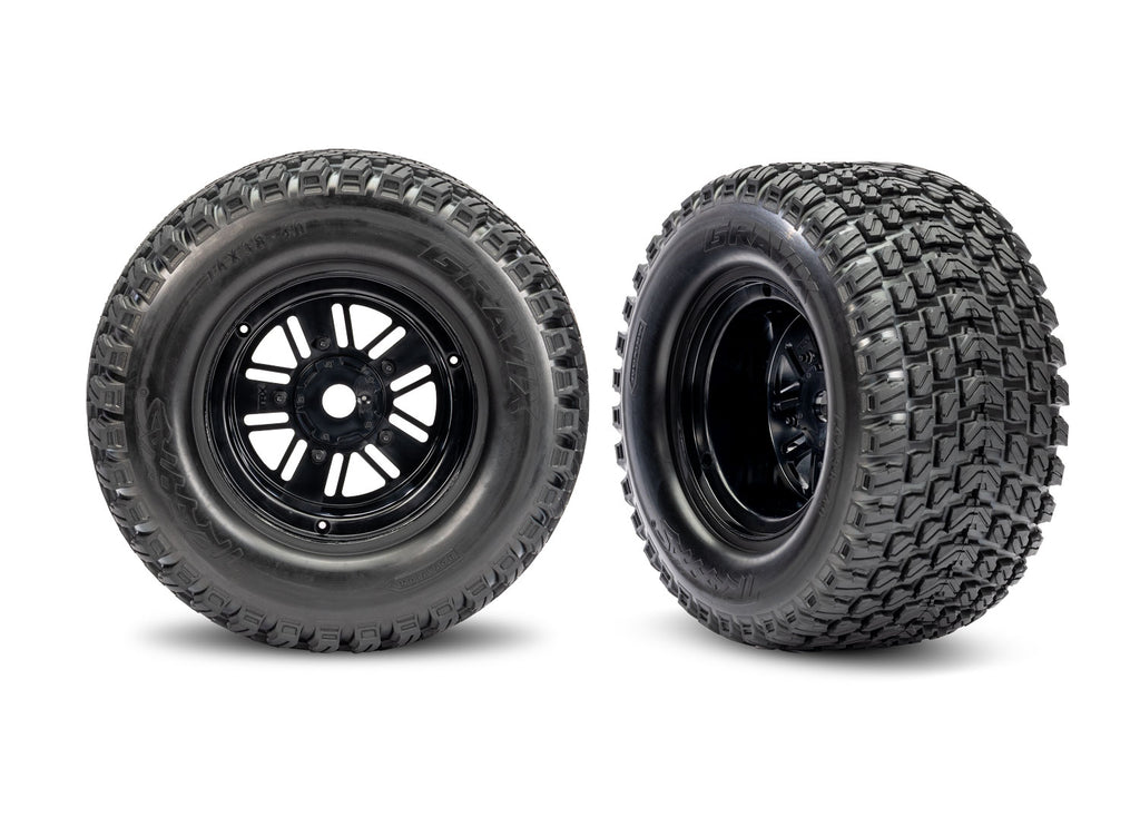 Traxxas TRX10947 - Black Rear Funco Wheels & Gravix Tires (2)