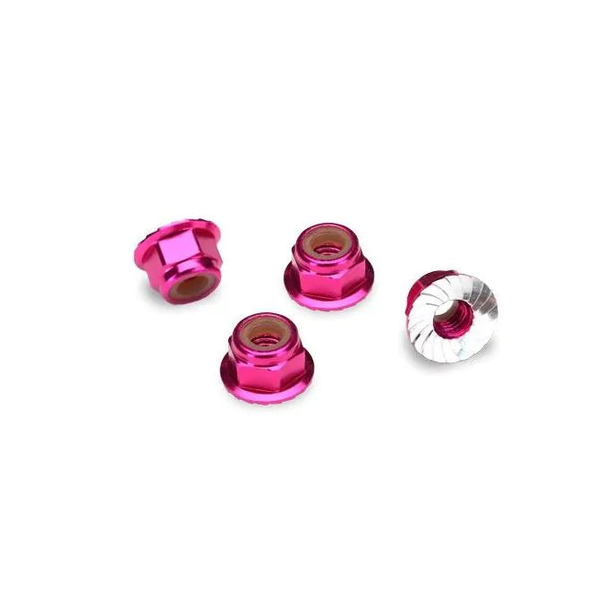 Traxxas TRX1747P - NUTS, 4MM FLANGED NYLON LOCKING (ALUMINIUM, PINK ANODIZED)