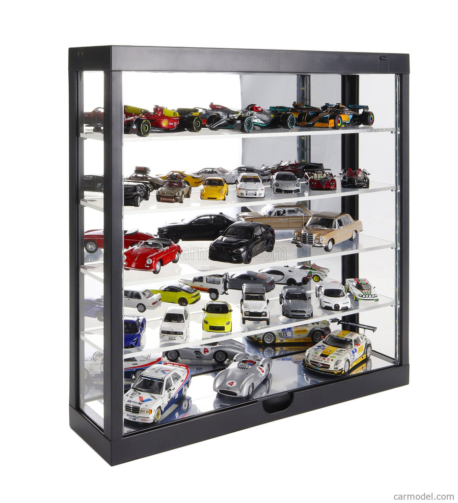 Triple 9 - (Hang)vitrine, 5 laags zwart (met spiegel), o.a. voor 1/64 modelauto's