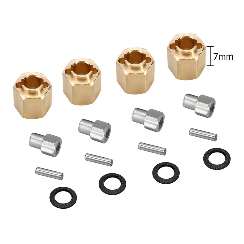 4M-02-7 - INJORA 4PCS 7mm Brass Wheel Hex Hub Extenders for 1/18 TRX4M Upgrade