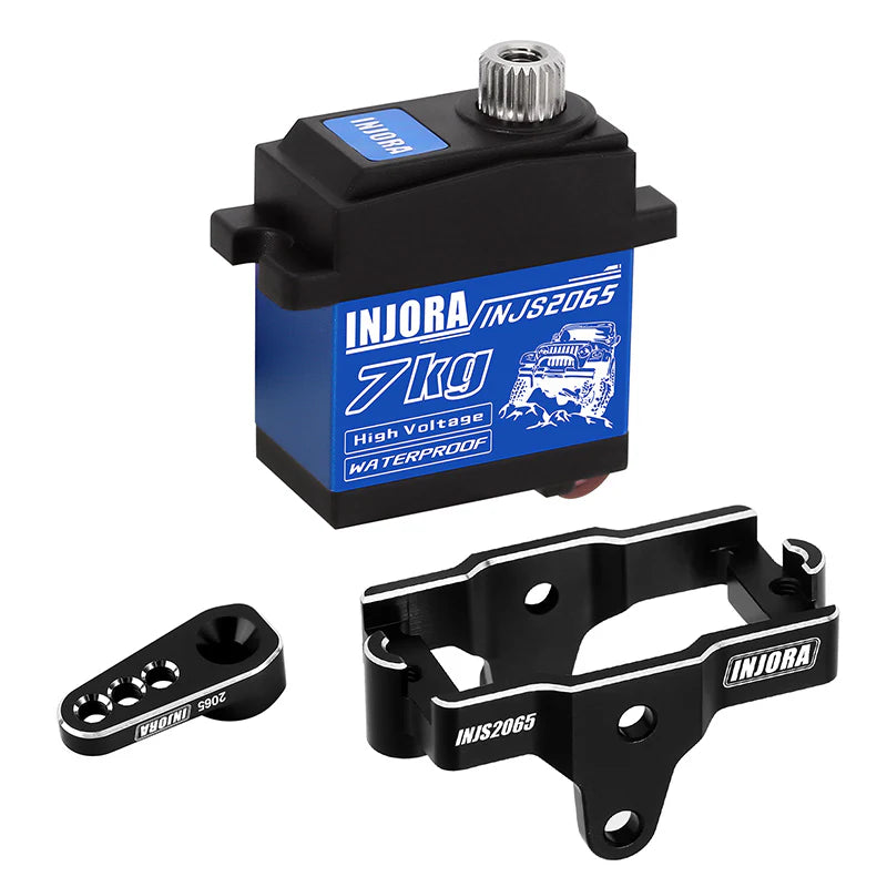 INJORA INJS2065-4MBK - INJORA 7KG High Voltage Waterproof 2065 Digital Servo met Mount voor 1/18 TRX4M Upgrade
