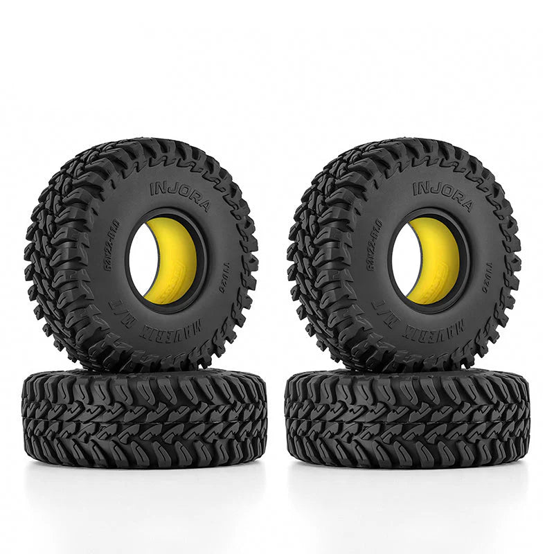 INJORA YQT-1025-1064YE - 1.0" 63*22mm MAVERIX M/T Tires & Inserts Combo (4)