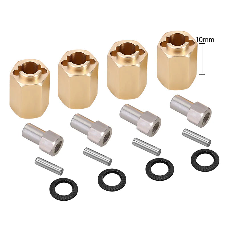4M-02-10 - INJORA 4PCS 10mm Brass Wheel Hex Hub Extenders for 1/18 TRX4M Upgrade