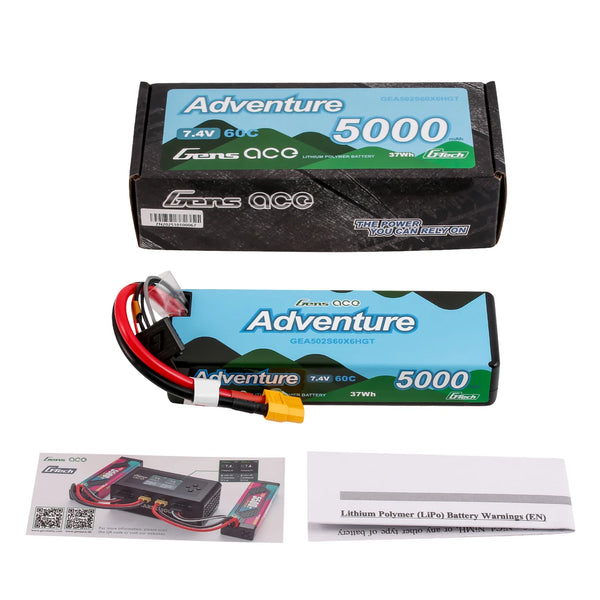 Gens Ace Adventure G-Tech 5000mAh 7.4V 2S1P 60C Lipo Batterij - XT60 stekker