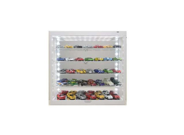 Triple 9 - (Hang)vitrine, 5 laags wit (met spiegel), o.a. voor 1/64 modelauto's