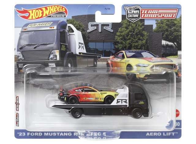 Hot Wheels Team Transport - #50 2023 Ford Mustang RTR Spec 5 & Aero Lift Truck