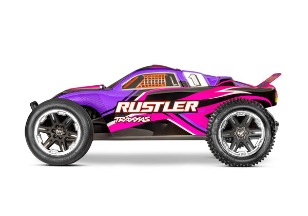 Traxxas Rustler 2wd Brushed HD (incl accu & lader) - Roze