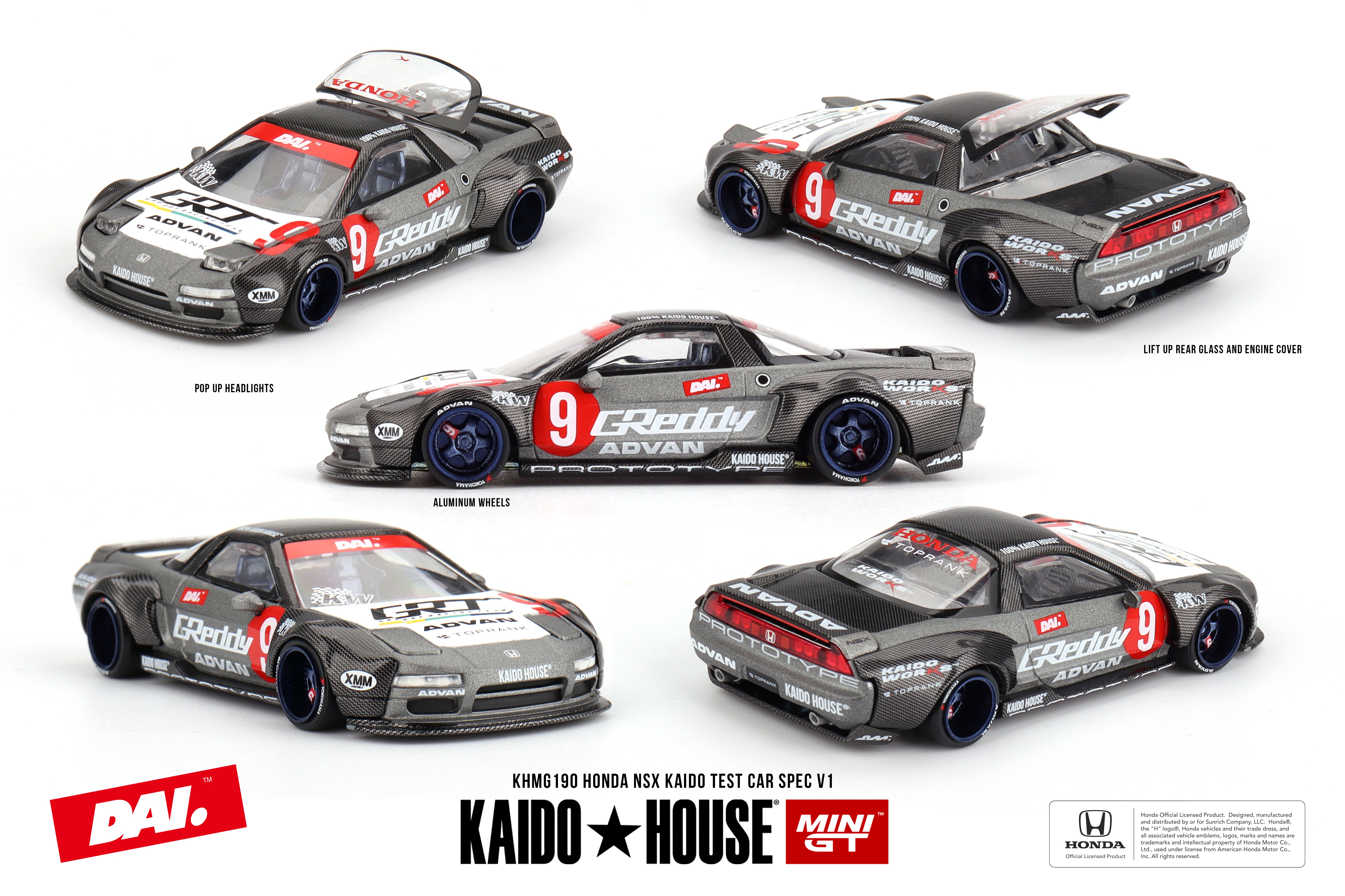 KAIDO HOUSE X MINI GT 0190 - Honda NSX Kaido Test Car Spec V1