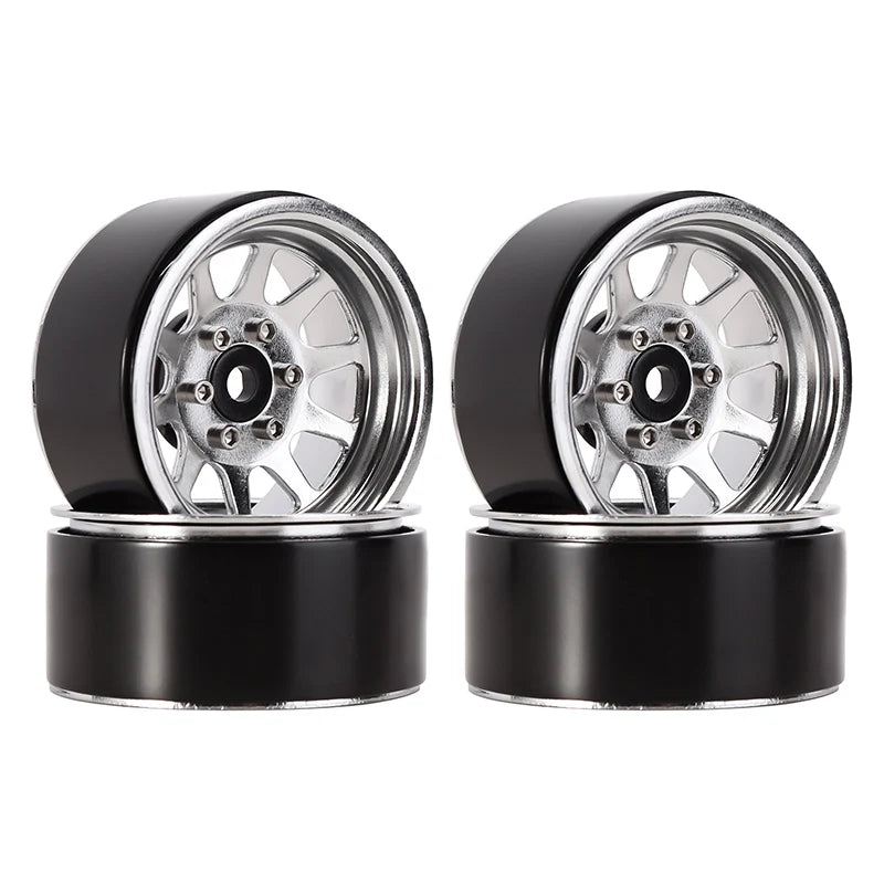 INJORA 1.9" 10-spoke Stamped Steel Wheels for 1/10 RC Crawlers Silver