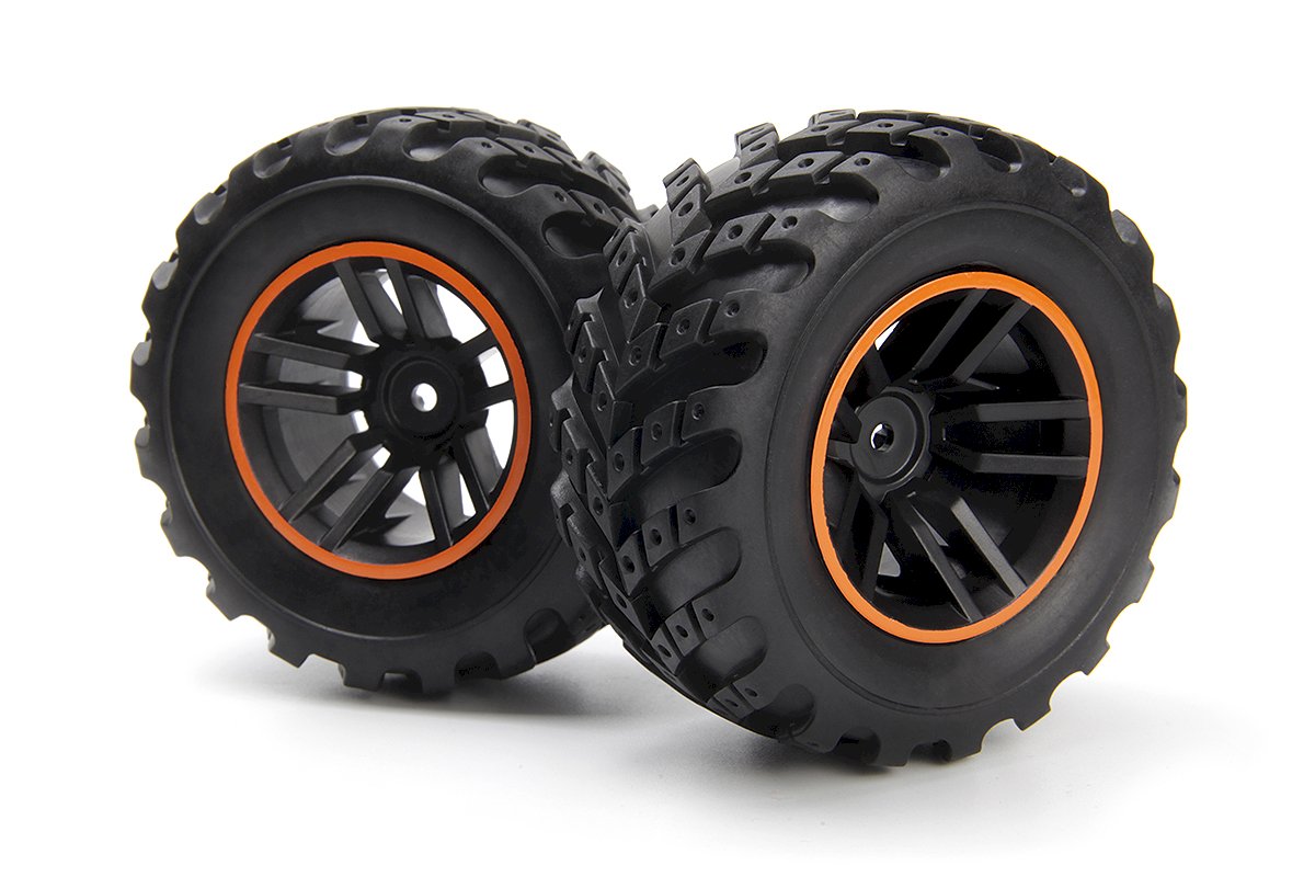 Blackzon 540327 - Spryte Wheels/Tires Assembled (Black/Orange)