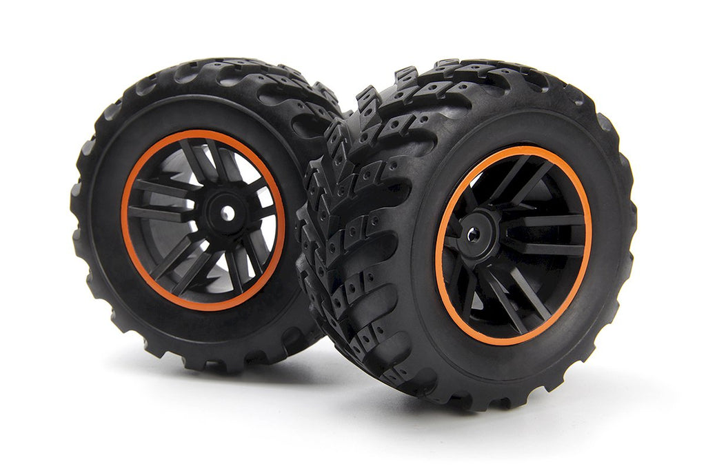 Blackzon 540327 - Spryte Wheels/Tires Assembled (Black/Orange)