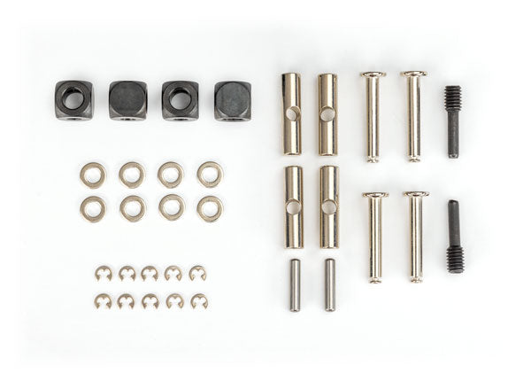 Traxxas TRX5452X - U-joints, driveshaft (carrier (4)/ 4.5mm cross pin (4)/ 3mm headed pin (4)/ 4x15mm screw pin (2)/ hex pin (2)/ e-clips (6)/ 3x6x0.5 MW (4)) (metal parts for 2 driveshafts)