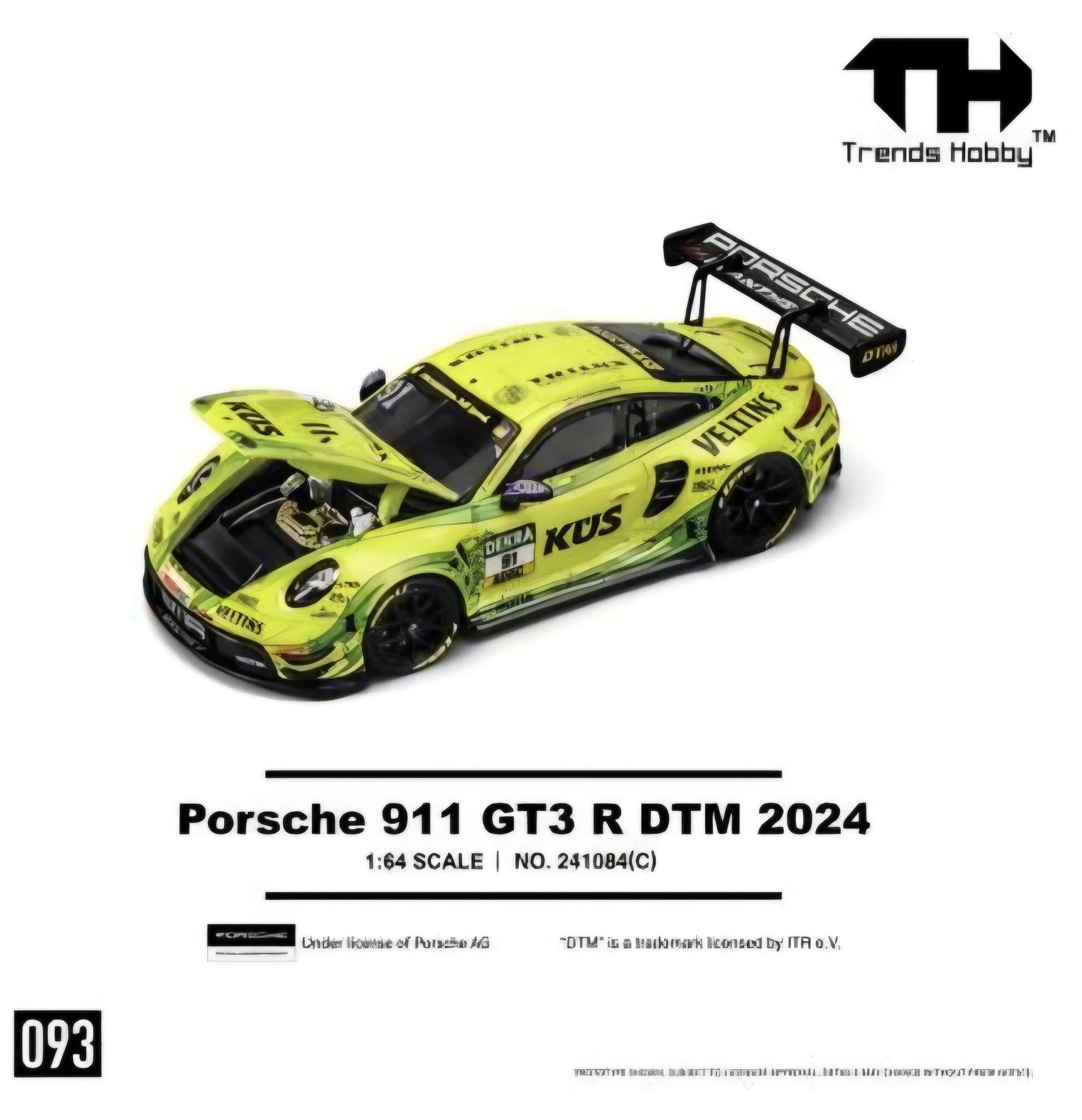 Trends Hobby - Porsche 911 GT3 R 2024 DTM #91, yellow