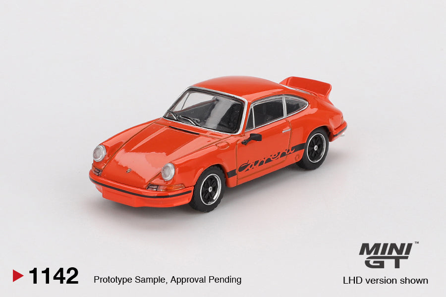 MINI GT 1142 - Porsche 911 Carrera RS 2.7 Tangerine with Black Livery