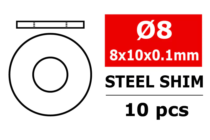 Corally C-3301-08-10-01 - Steel Metric Shim - 8x10x0,1mm - 10 pcs