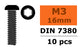 Hex Button Head Screw - M3X16 - Steel - 10 pcs