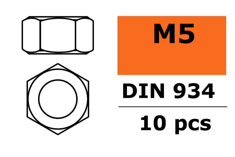 Hexagon Nut M5 - Staal - 10 pcs
