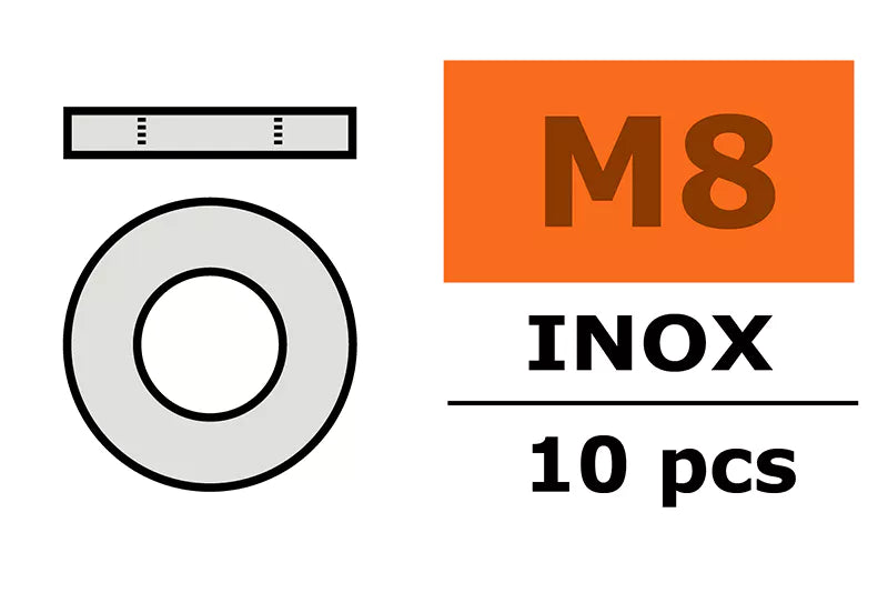 Washer - M8 - Inox - 10 pcs