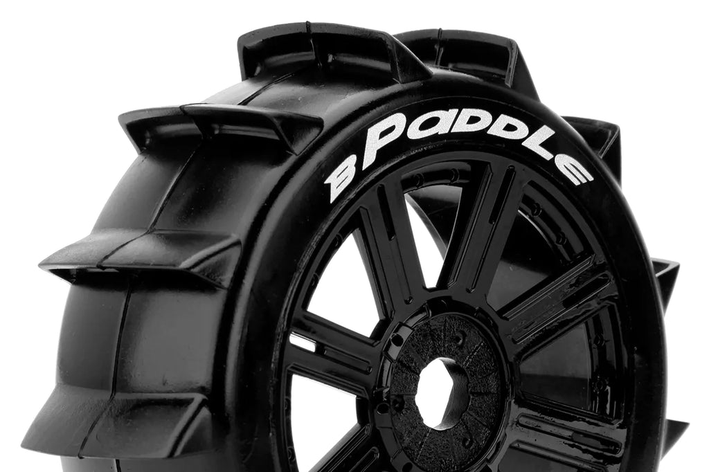 Louise B-Paddle - 1/8 Buggy banden met zwarte velg. Offset 0, Hex 17mm (2st)