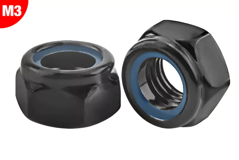 Team Corally C-3101-30-6 - Steel Nylstop Nut M3 - Black Coated - 10 pcs