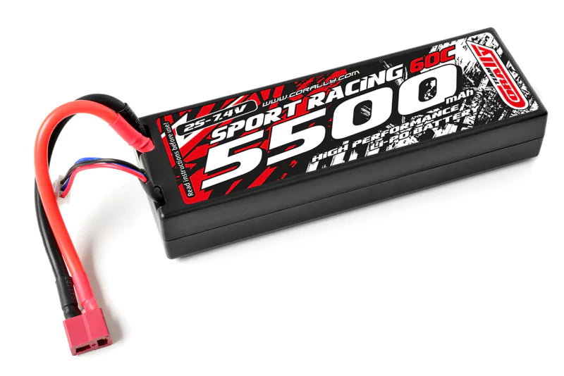 Team Corally - 2S 7.4V 5500mah 60C Hard Case Lipo Deans / T-plug
