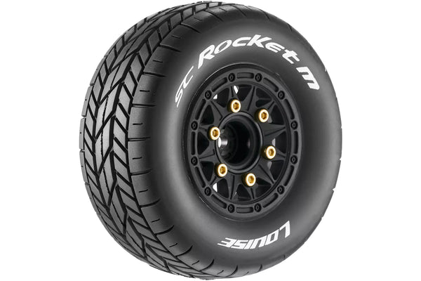 Louise SC-ROCKET M - Short Course Truck banden met zwarte velg. Offset 0 & 1/2, Hex 12 / 14 / 17mm