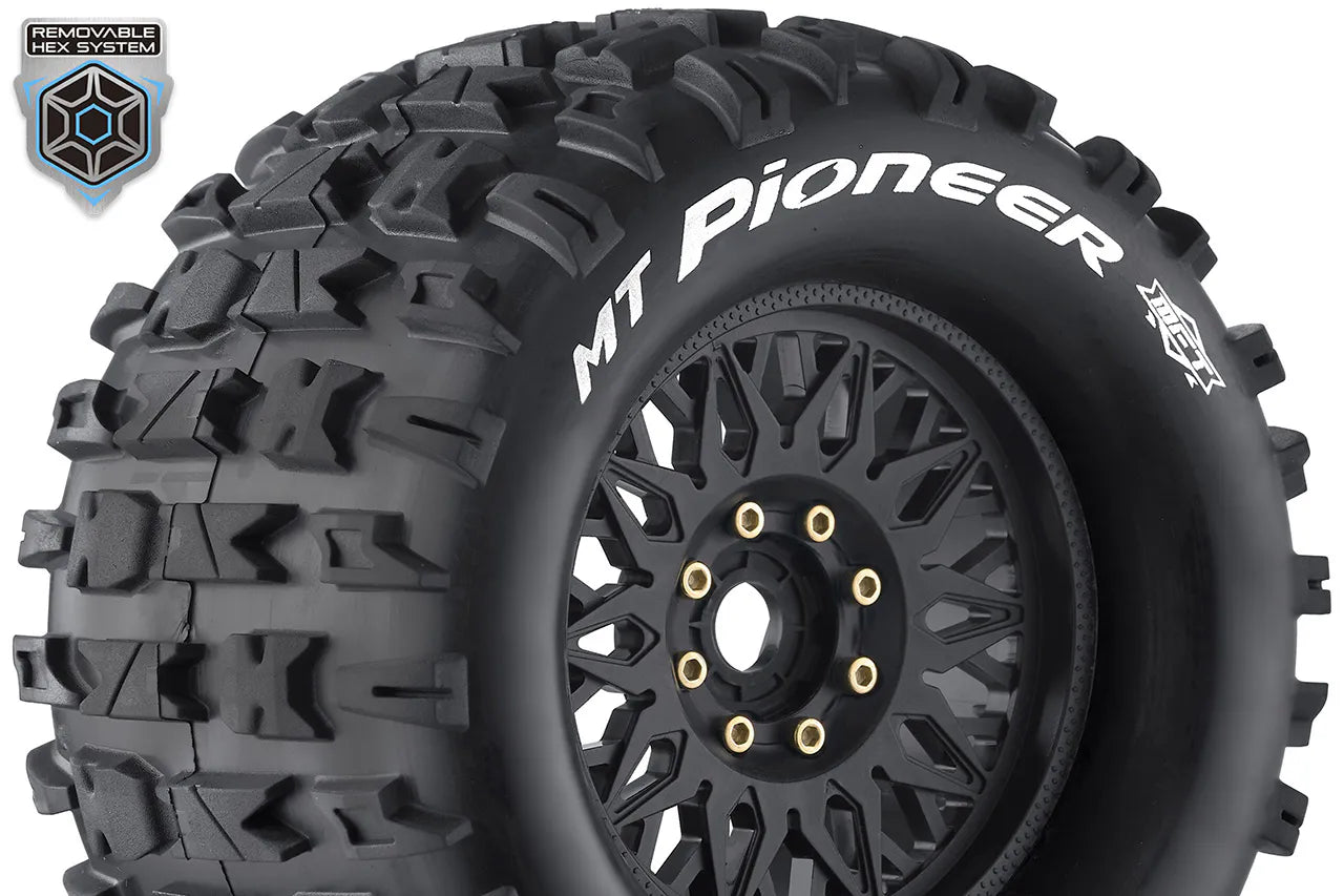 Louise MFT MT-PIONEER - 1/8 Monster Truck banden met zwarte velg. Offset 0 & 1/2, Hex 17mm