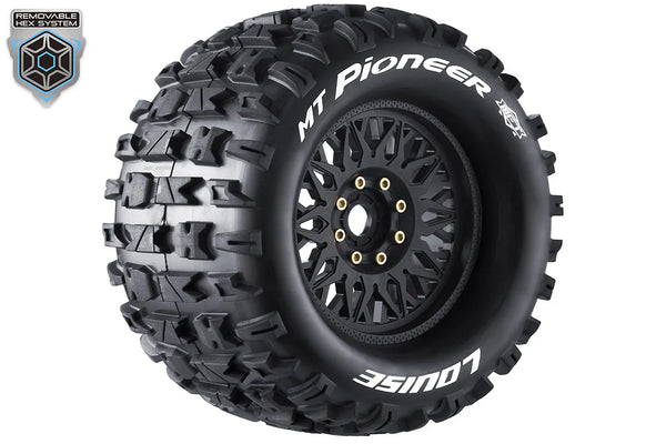 Louise MFT MT-PIONEER - 1/8 Monster Truck banden met zwarte velg. Offset 0 & 1/2, Hex 17mm