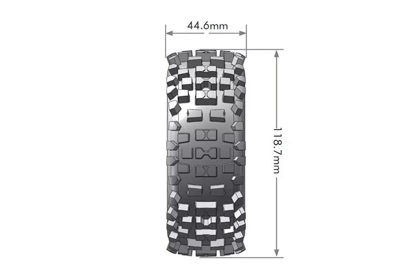 Louise B-Ulldoze - 1/8 Buggy banden met zwarte velg. Offset 0, Hex 17mm