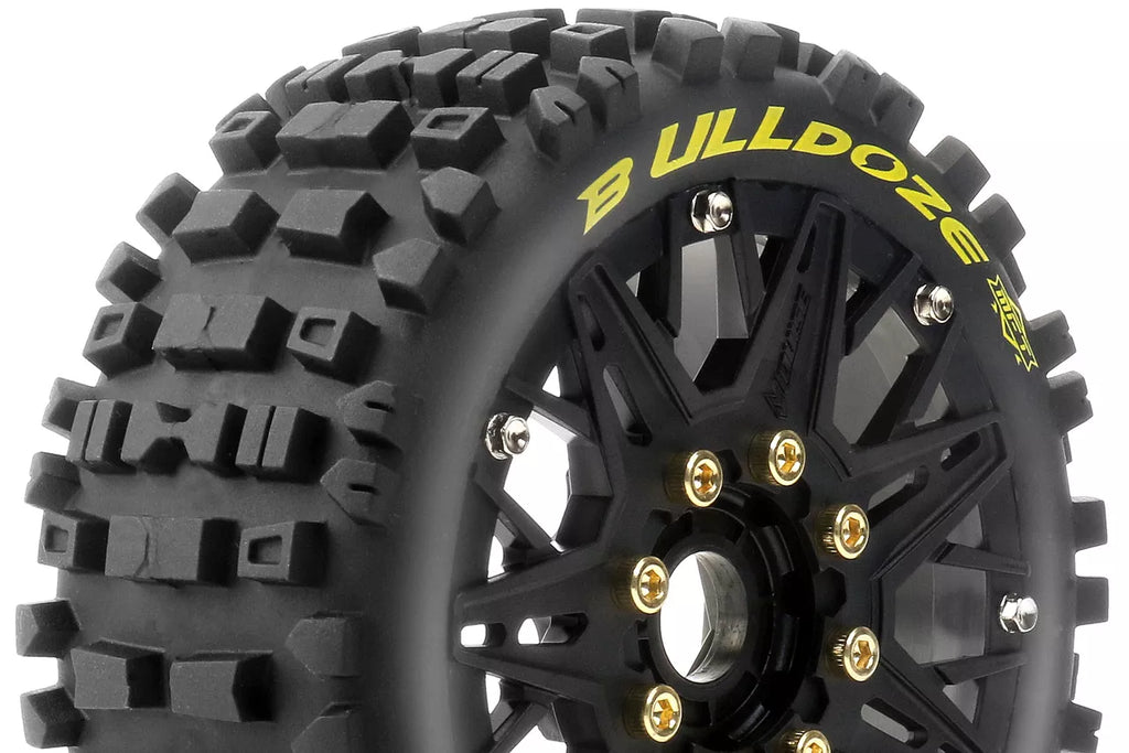 Louise MFT B-Ulldoze - 1/8 Buggy banden met zwarte velg. Offset 0, Hex 17mm