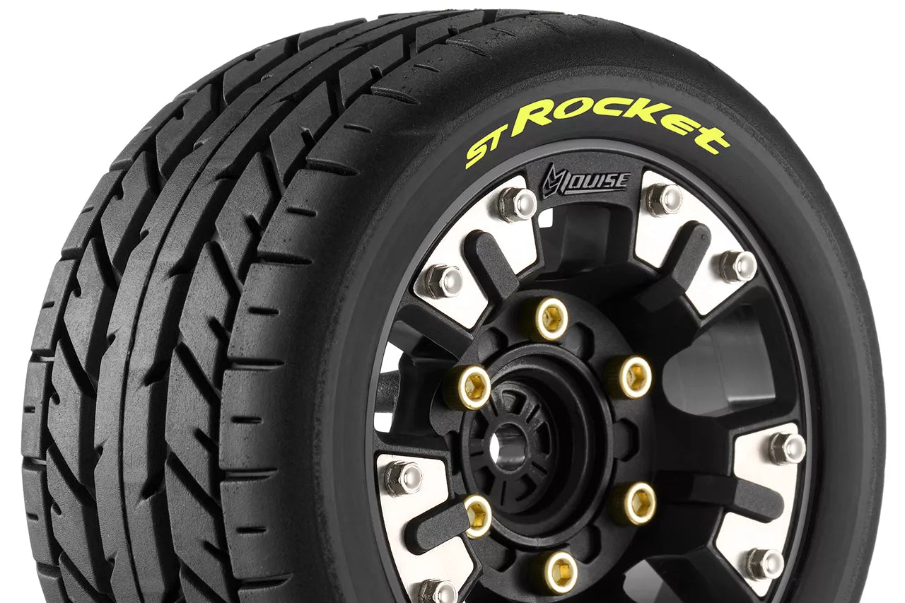Louise ST-Rocket - Traxxas Mini Maxx / XRT banden met zwarte velg. Offset 0 & 1/2, Hex 12 mm