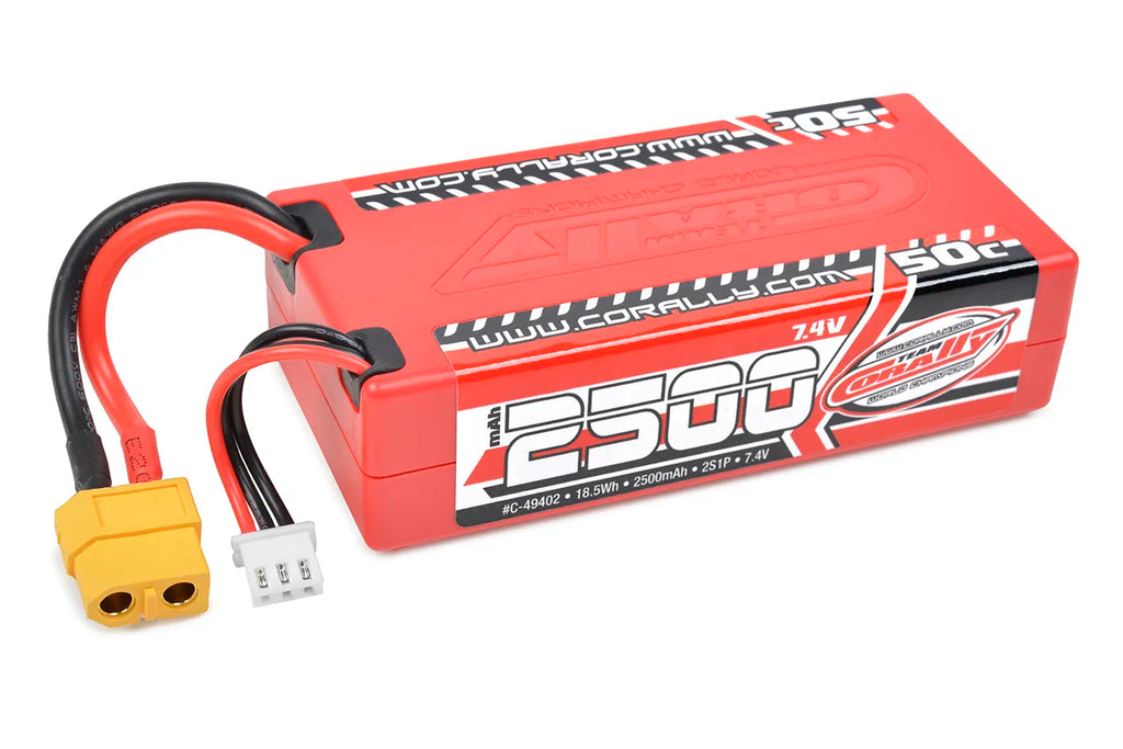 Team Corally - 2S 7.4V 2500mah 50C Shorty Hard Case Lipo XT60