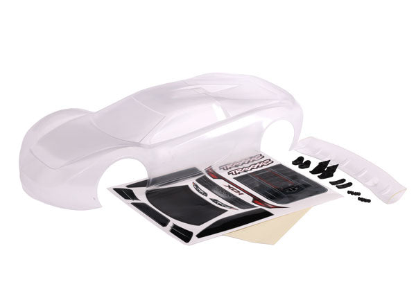 Traxxas TRX6413 - Body, XO-1 (clear, requires painting) / wing / wing uprights (2) / washers (2) / decals