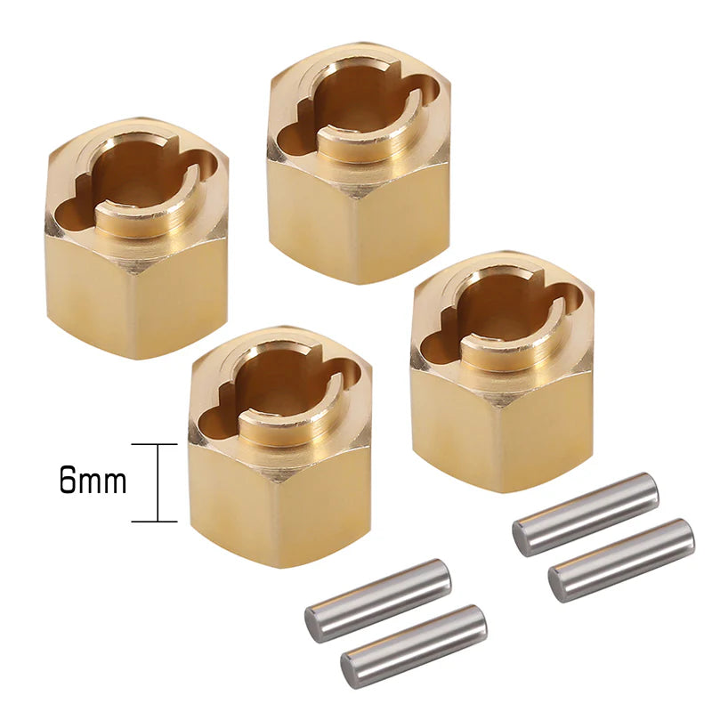 TRX4M-02-6 - INJORA 4PCS 6mm Brass Wheel Hex Hub Extenders for 1/18 TRX4M Upgrade