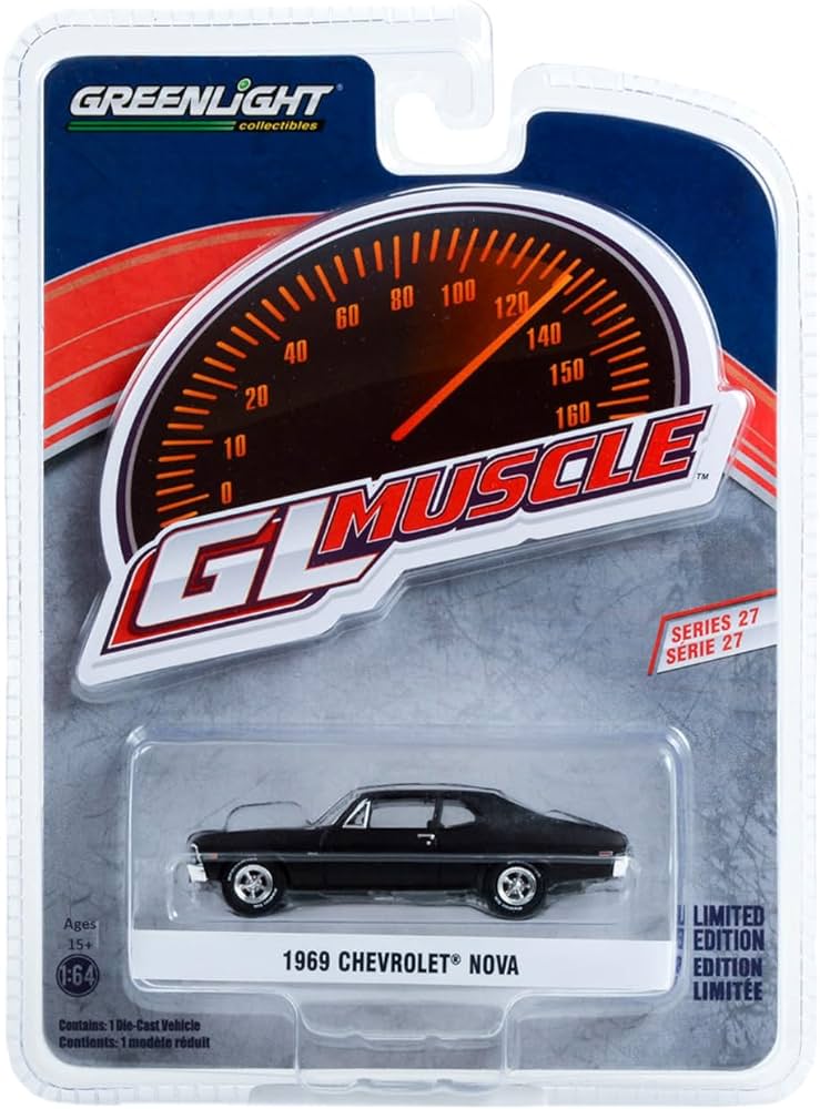 Greenlight Muscle Series 27- 1969 Chevrolet Nova, custom matte black