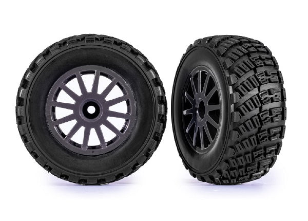 Traxxas TRX7473-GRAY - Tires & wheels, assembled, glued (gray wheels, gravel pattern tires, foam inserts) (2) (TSM rated)