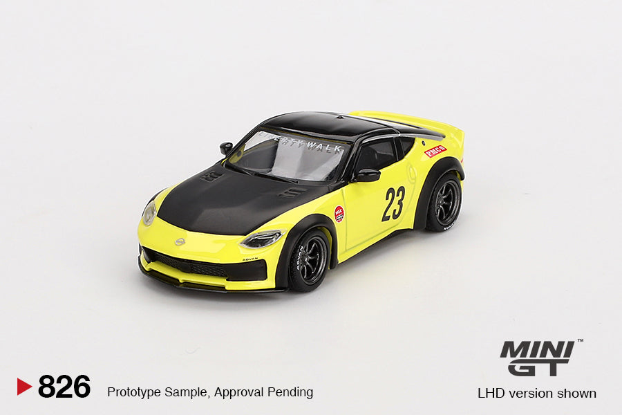 MINI GT 0826 - Nissan Z LB★NATION WORKS Ikazuchi Yellow