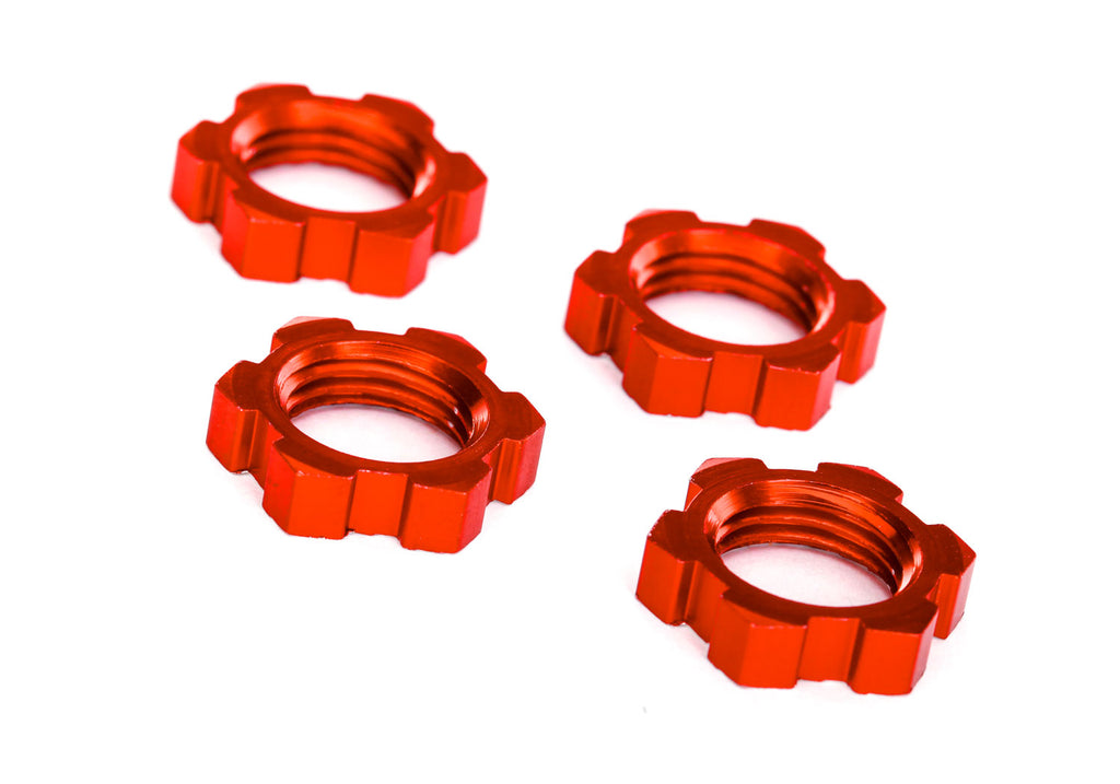 Traxxas TRX7758R - Serrated 17 mm Red Aluminum Splined Wheel Nuts (4)