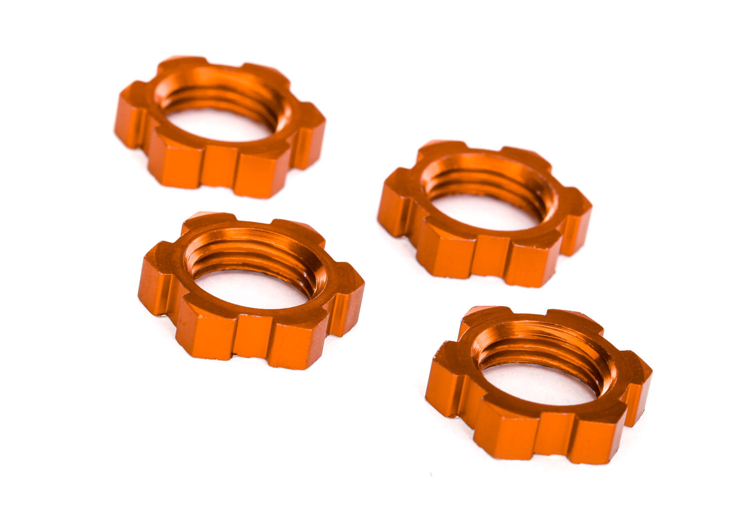 Traxxas TRX7758T - Wheel nuts, splined, 17mm, serrated (orange-anodized) (4)