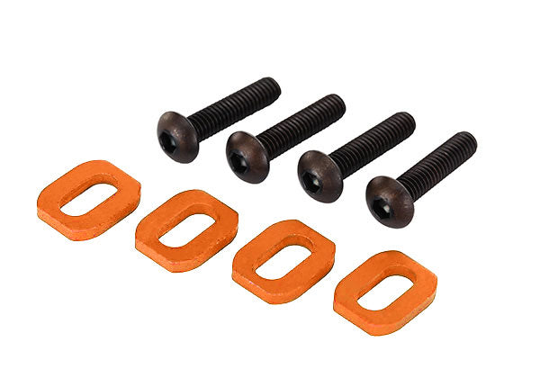 Traxxas TRX7759-ORNG - Washers, motor mount, aluminum (orange-anodized) (4)/ 4x18mm BCS (4)