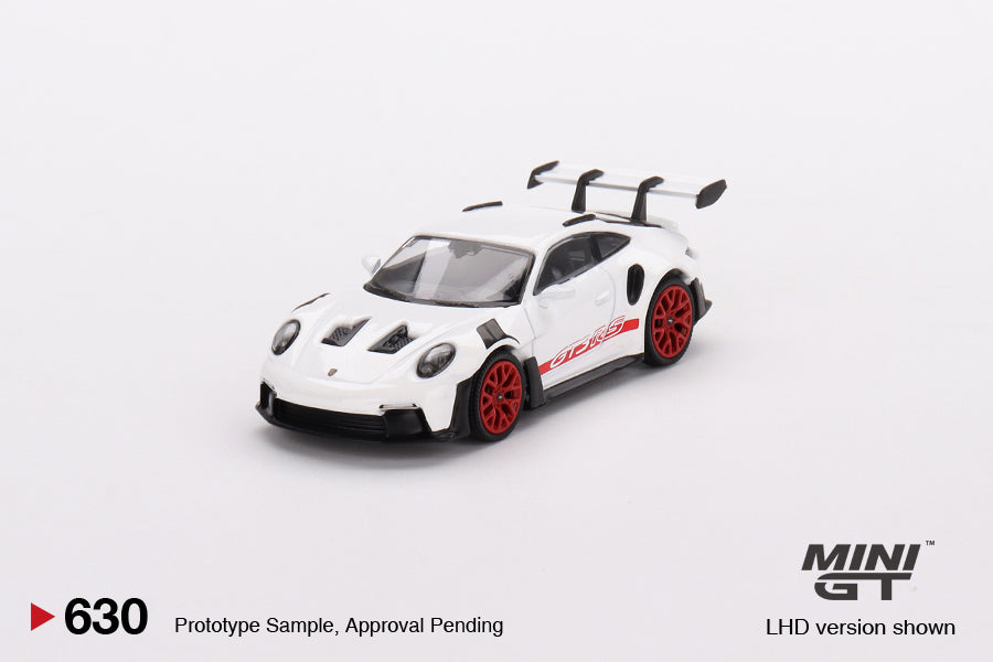 MINI GT 630 - Porsche 911 (992) GT3 RS White with Pyro Red Accent Package